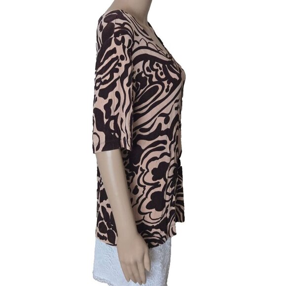 Chico's Travelers Top Women's multicolor Floral Acetate Slinky Knit Size 2 - Picture 2 of 6